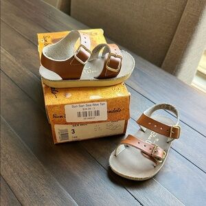Salt Water Sandals by Hoy Kids Sea Wee Tan Leather Sandals